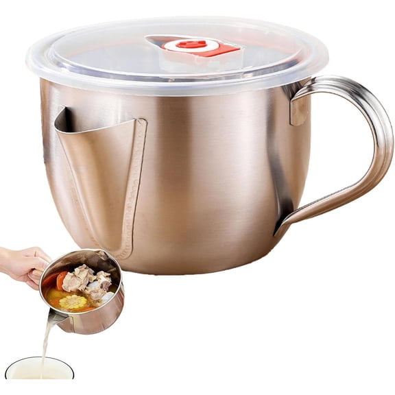 Fat Separator with Dual Spout Design, Gravy Separator & Fat Separators Cup with Cool-Touch Handle for Broth, Soup, Stew & Cooking
