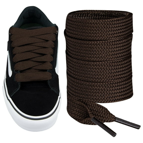 Fat Shoelaces for Vans Knu Skool,16MM Chunky Thick Flat Wide Jumbo Shoe Laces Replacement Laces for Sneaker shoes(Color:Dark Brown,Size:63Inch)