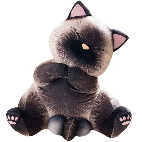 Fat Siamese Cat Plush Pillow Ultra-Soft Siamese Kitten Stuffed Animals Toy Chubby Siamese Kitty Plushies Doll Gifts/15.7''