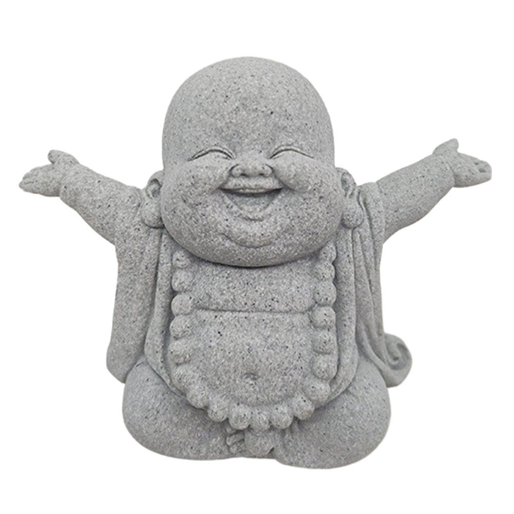 Fat Smiling Buddha Garden Ornament Sandstone Effect Outdoor Indoor