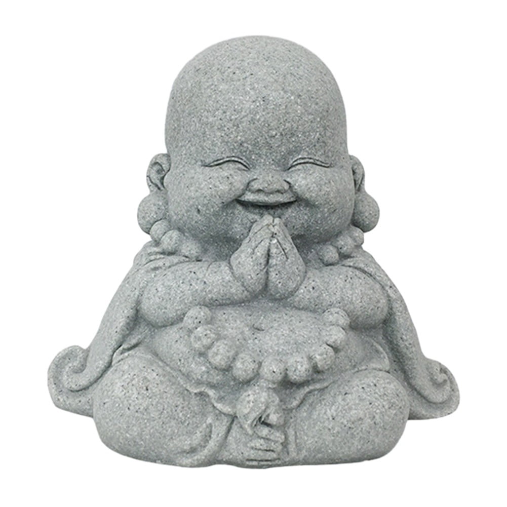 Fat Smiling Buddha Garden Ornament Sandstone Effect Outdoor Indoor Statue Decor