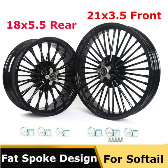 Fat Spoke 21''x3.5 18''x5.5 WHEELS Single Disc for Harley Dyna Low Rider FXDWG Wide Glide
