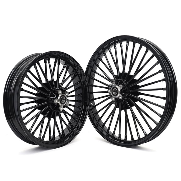 Fat Spoke Wheels Rim Set 21x2.15 18x3.5 for Harley Chopper Dyna Fat Bob FXDF Low Rider FXDL Street Bob FXDB Wide Glide FXDWG 2006-2017 2007 2008 2009 2010 2011 2012 2013 2014 2015 2016 Black