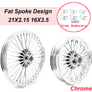 Fat Spoke Wheels Rims Set 21x2.15 16x3.5 for Harley Dyna Fat Bob FXDF Low Rider FXDL FXDLS Street Bob FXDB Wide Glide FXDWG 2006-2017 2007 2008 2009 2010 2011 2012 2013 2014 2015 2016 Chrome