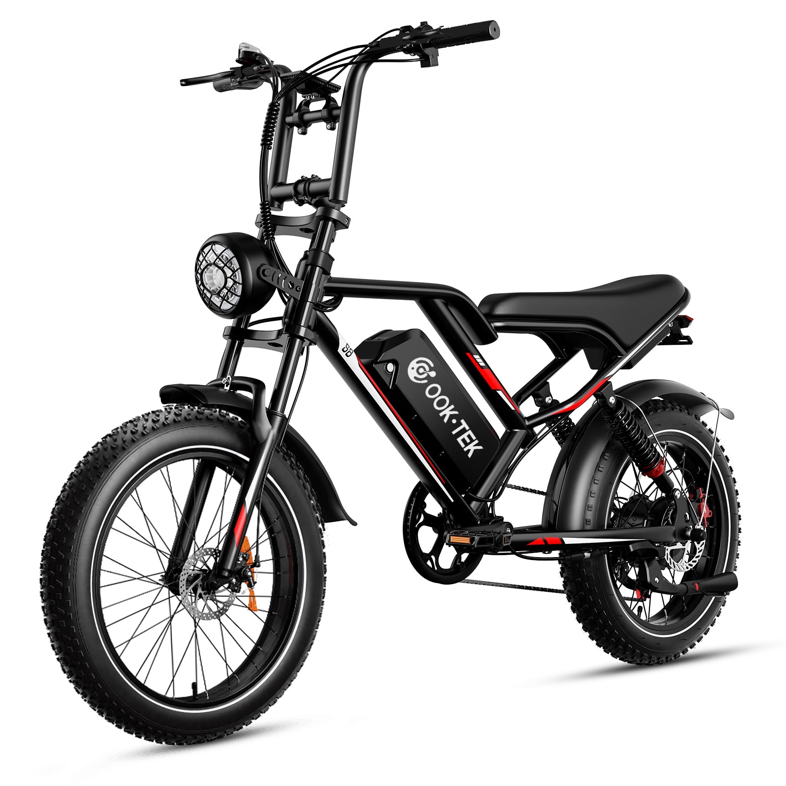 Fat Tire Mountain Electric Bike for Adults, 740W Brushless Motor 48V 17.5Ah UL2849, Full Suspension 20"x4" E‑Bike, 7‑Speed, 330LBS Payload Off‑Road Use