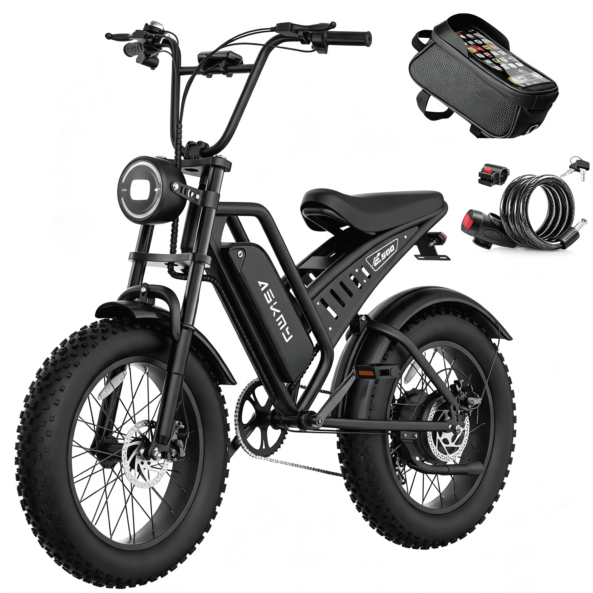 Fat Tire Electric Bike for Adults, 20" Dirt E Bike for Off Road, Commuting | Mountain Ebike with 1500W Peak Motor, 48V 15Ah Removable Battery, 60 Miles PAS Range, All Terrains Electric Bicycles