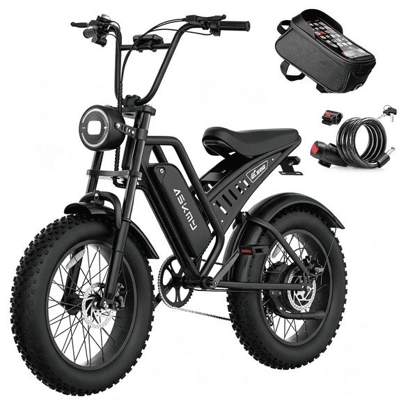 Fat Tire Electric Bike for Adults, 20" Dirt E Bike for Off Road, Commuting | Mountain Ebike with 1500W Peak Motor, 48V 15Ah Removable Battery, 60 Miles PAS Range, All Terrains Electric Bicycles