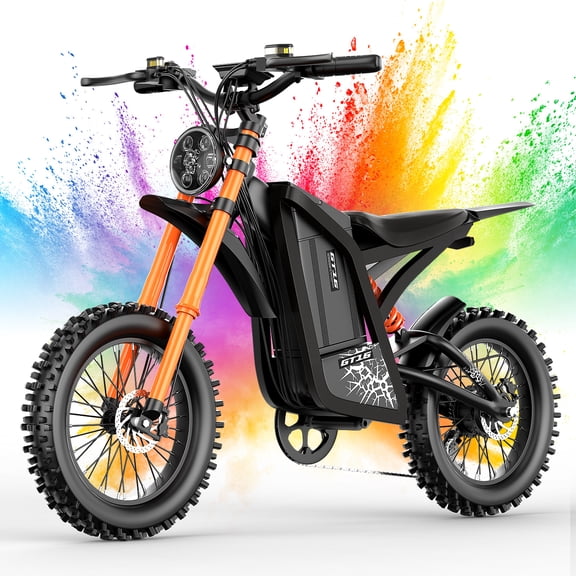 ASKGO GT16 Electric Dirt Bike for Adults,3000W Peak Electric Motorcycle 40MPH 48V 30Ah Battery,100Miles Electric Bike,16"Tire Ebike,Dual Hydraulic Brakes E Mountain Bike,7 Spee,Full Suspension,UL2849
