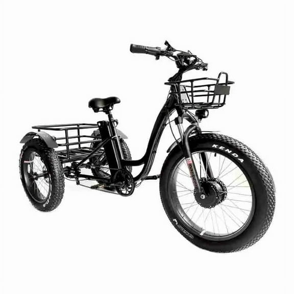 Fat Tire Electric Tricycle, Adult Three-Wheel Electric Cycle with 750W Motor, 48V Lithium Battery, and Optional PowerBooster