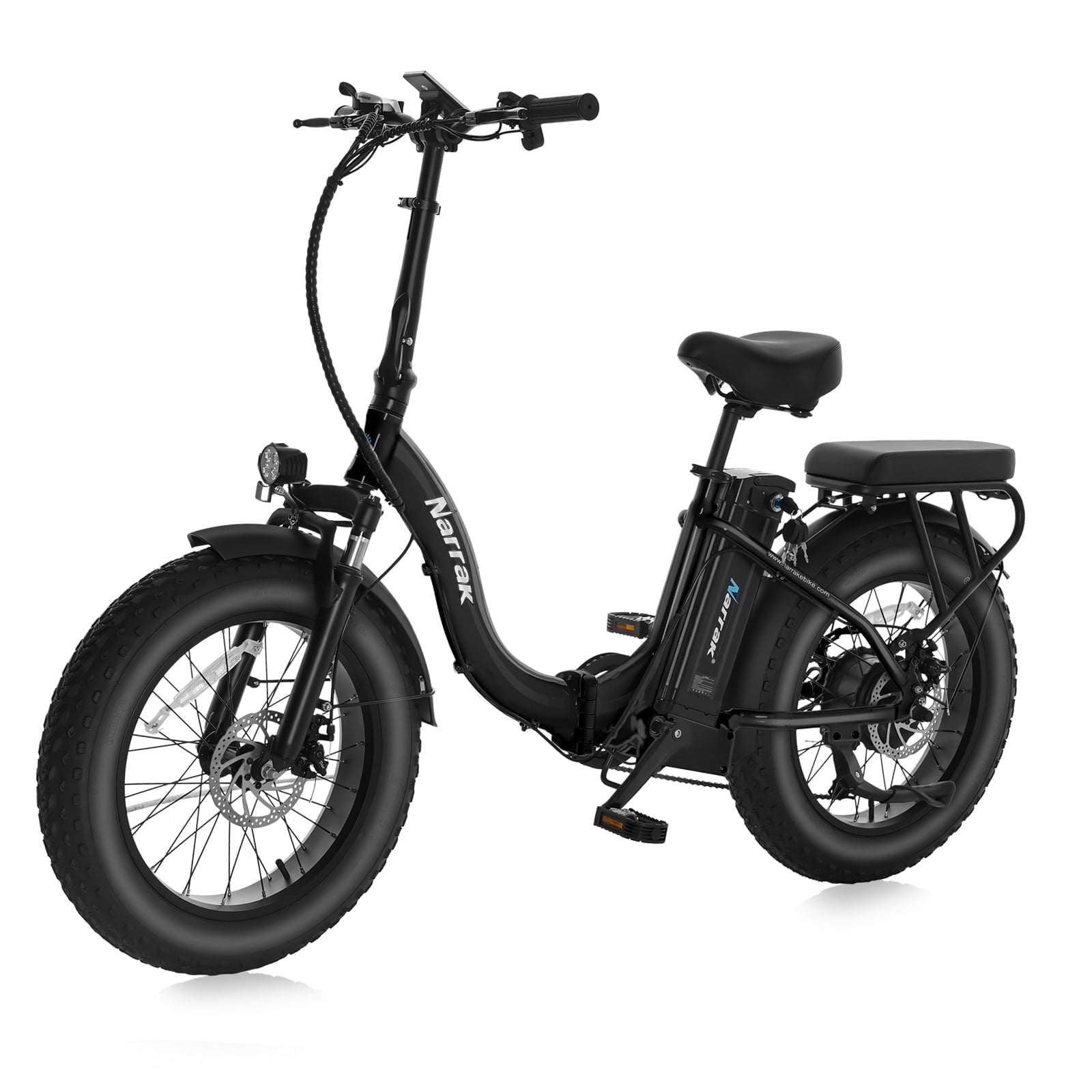 Fat Tire Folding Electric Bike, 48V & 624Wh Lithium Removable Battery, Peak 1100W Brushless Motor, Max Speed 28Mph, M7 Large LCD Display, Suspension, Step-Over/Thru Frame