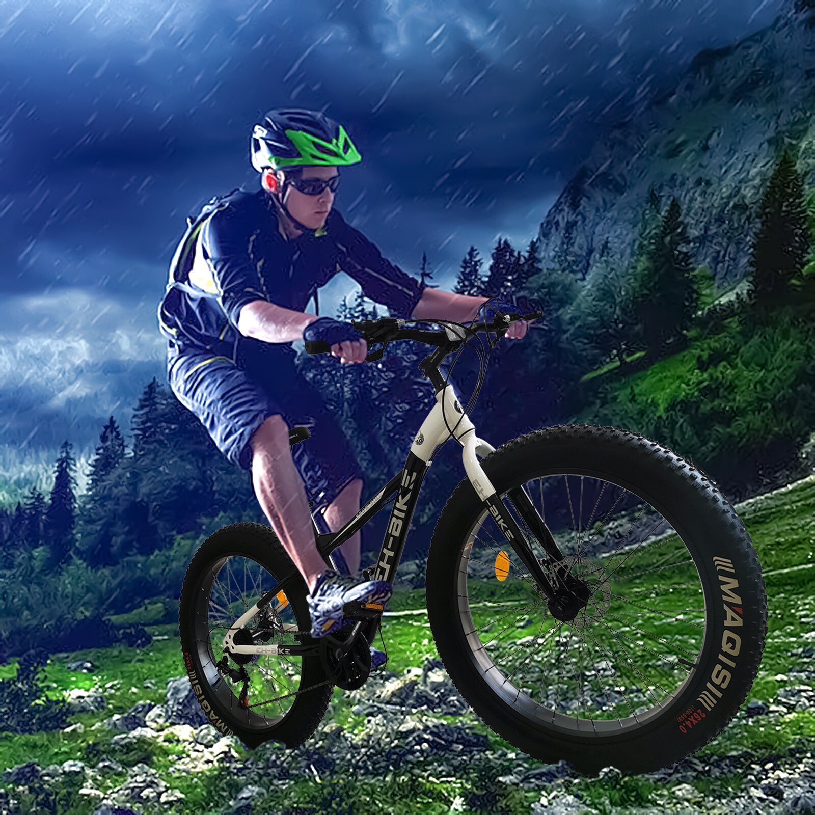 Fat Tire Mountain Bike, 26Inch Wheels, 4Inch Wide Knobby Tires, 7