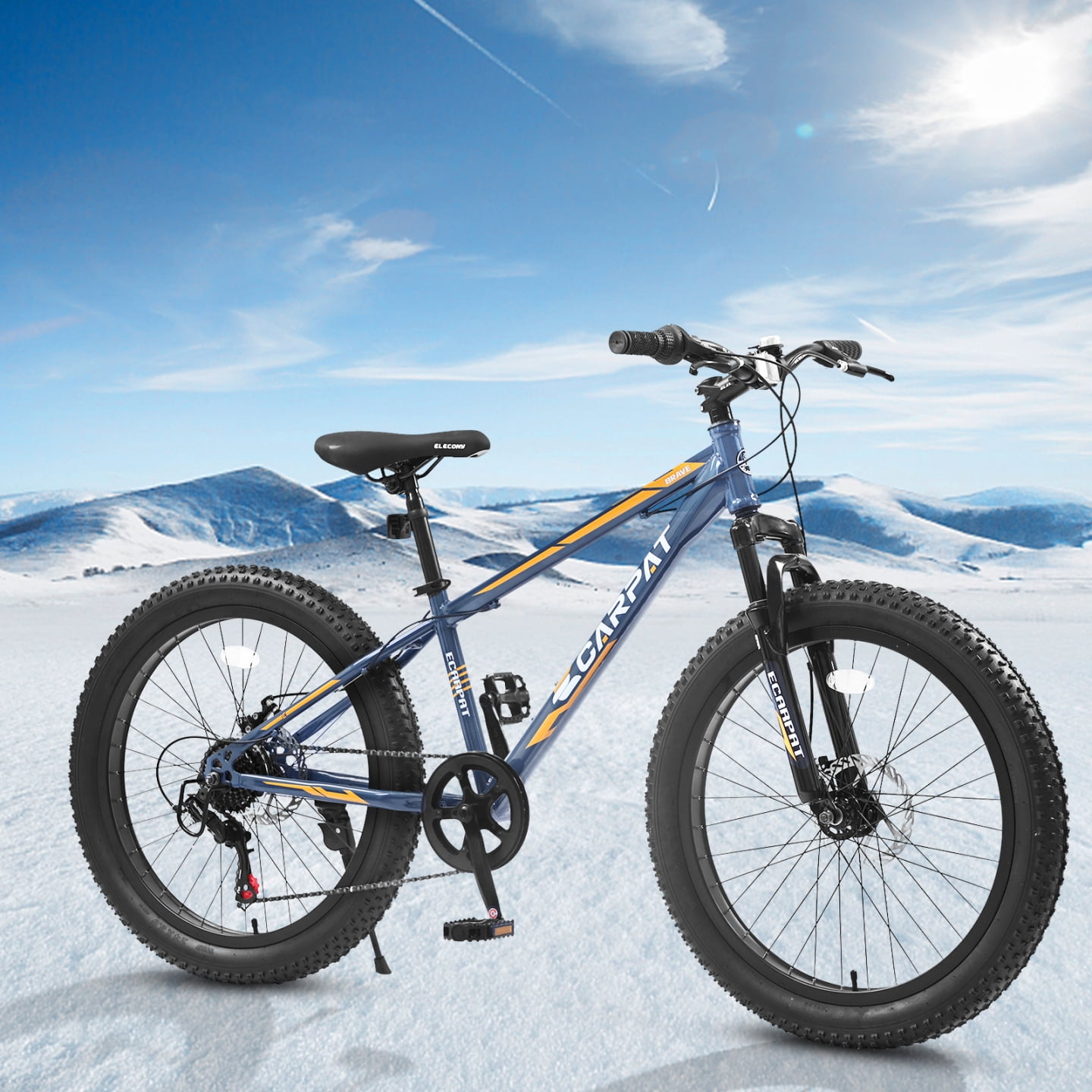 Fat Tire Mountain Bike with Dual Disc Brake, 21 Speeds High-Carbon Steel Frame Bike with Front Suspension, Adult Sport Bicycle for Men and Women, Gray