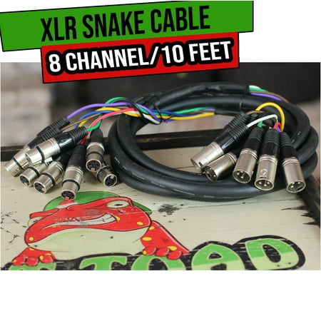 Fat Toad 8 Channel XLR Snake Cable Patch -10Ft Recording Studio PA DJ Microphone