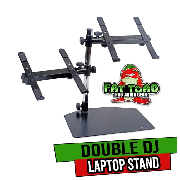 Fat Toad Adjustable Height Dual Laptop Electronic Stand with Arm Mounts, Black