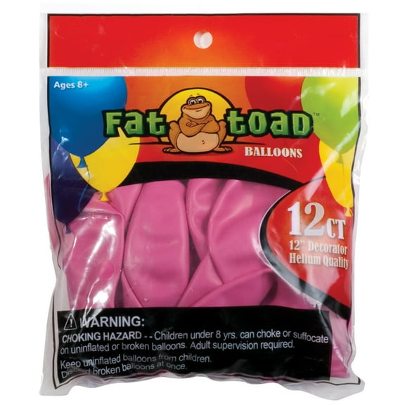 Fat Toad Latex Balloons 12"" 12/Pkg-Fuchsia Pink