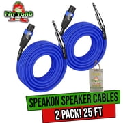 Fat Toad Speakon Cables to 1/4" Male 2 Pack - 25 ft Professional Pro Audio Blue Speaker PA Cord with Twist Lock Connector - 12 AWG Wire for Impeccable Studio Recording & Stage Performance Gear
