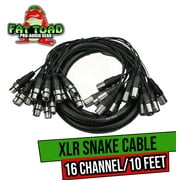 Fat Toad Studio XLR Snake Cable 16 Channels 10 FT - Stage, Live Sound Recording Multicore Cords - Pro Audio Shielded Balanced Double-Sided Microphone Cables for DJ Digital Mixers or Amplifiers