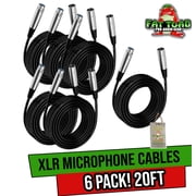 Fat Toad XLR Microphone Cables 6 Pack - 20 ft Professional Pro Audio Mic Cord Patch with Lo-Z Connector - 24 AWG Shielded Wire and Balanced for Impeccable Recording Studio Sound