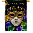 thumbnail image 1 of Fat Tuesday Carnival Springtime Mardi Gras Double-Sided Garden Decorative House Flag, Multi Color, 1 of 1
