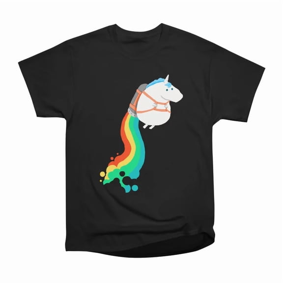 Fat Unicorn on Rainbow Jetpack T-Shirt Tee Gift For Him Merch For Her Apparel For Friend