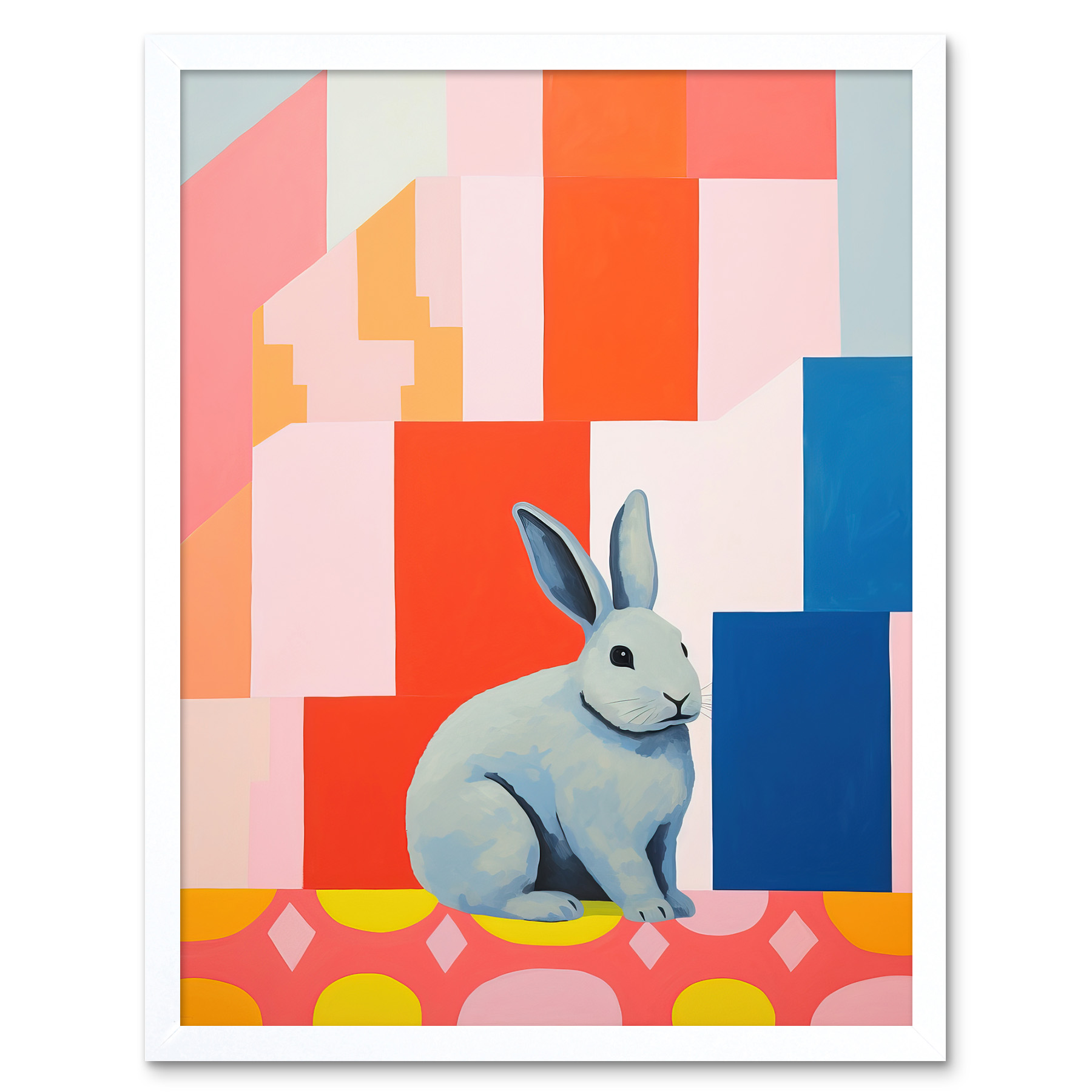Fat White Rabbit Bold Pop Art Colourful Conceptual Modern Artwork Art ...