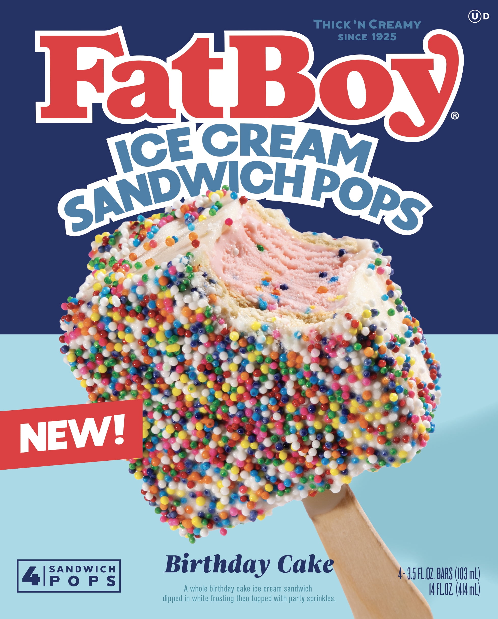 FatBoy Birthday Cake Ice Cream Sandwich Pop 8-4 pk