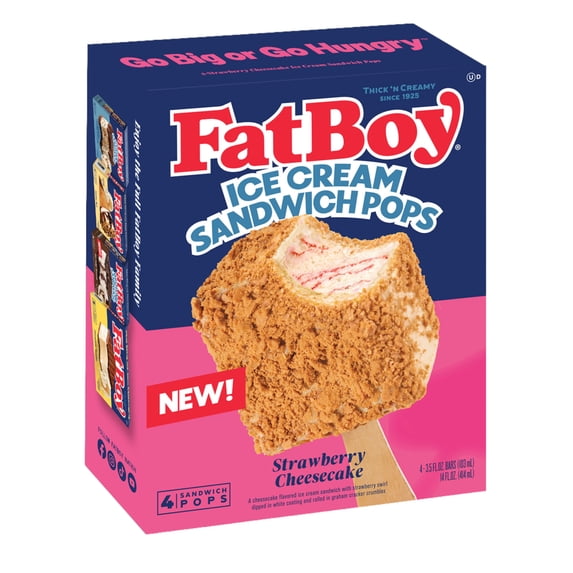 FatBoy Strawberry Cheesecake Ice Cream Sandwich Pops, 4 Count