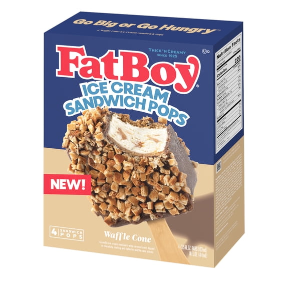FatBoy Waffle Cone Ice Cream Sandwich Pops, 4 Count