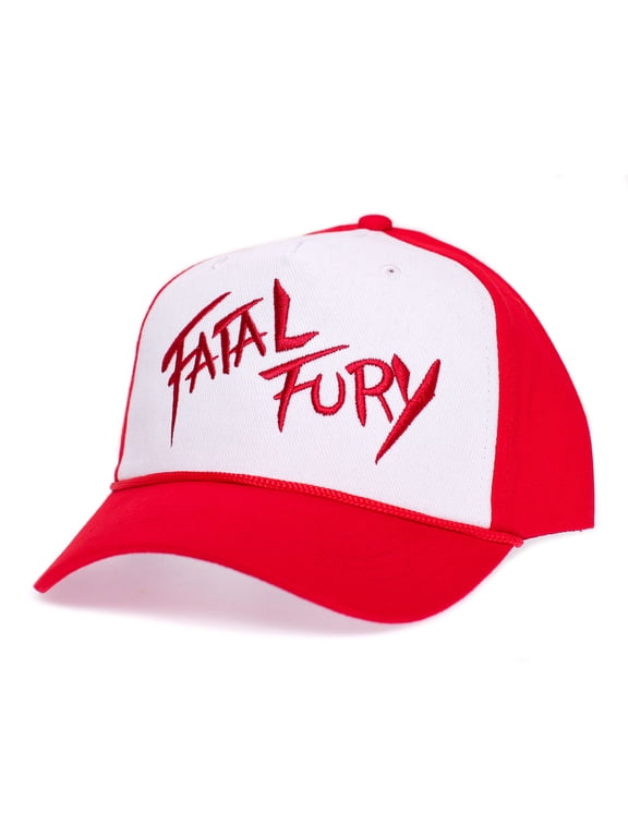 Fatal Fury Embroidered Curved Cloth & Braid Unisex-Adult Hat -One-Size Red/White