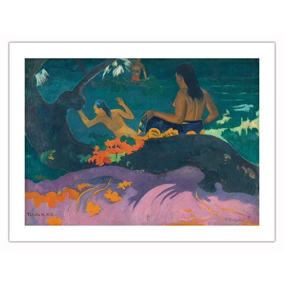 Fatata te Miti (By the Sea) - Tahiti French Polynesia - From an Original Color Painting by Paul Gauguin c.1892 - Bamboo Fine Art 290gsm Paper Print (Unframed) 18x24in