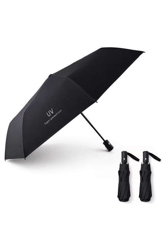 Travel Umbrella, 2 Pack 11.8 Inch Compact Windproof Automatic Open/Close Folding Umbrella with 8 Fiberglass Ribs, Lightweight Portable Umbrella for Backpack & Car