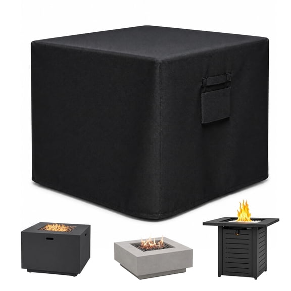 Fatato Fire Pit Cover Square Fire Pit Cover Waterproof and UV Resistant, Adjustable Drawstring, Air Vent, Handles and Storage Bag