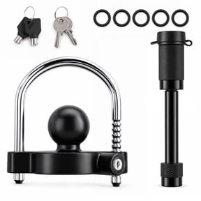 Fatato Universal Trailer Coupler Lock, Trailer Locks Ball Hitch with Trailer Hitch Receiver Lock, Adjustable Security Heavy-Duty Trailer Ball Lock Fits 1-7/8", 2", and 2-5/16" Couplers, Black