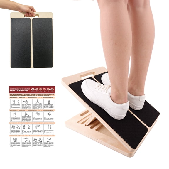 Fatato Wooden Slant Board for Calf Stretching, 5 Angle Adjustable Calf Stretcher Board, Portable Incline Board for Squats, Knees Ankle Heel Feet Leg Exercise at Home/Gym