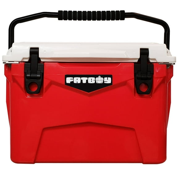 Fatboy 20 Quart Roto Molded Hard Sided Cooler Red White