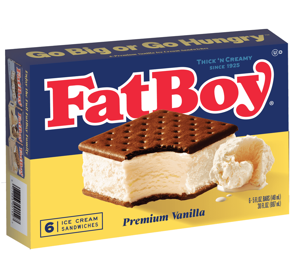 Fatboy Premium Vanilla Ice Cream Sandwiches, Kosher, 5 fl oz, 6