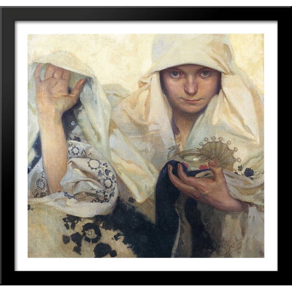 Fate 30x28 Large Black Wood Framed Print Art by Alphonse Mucha