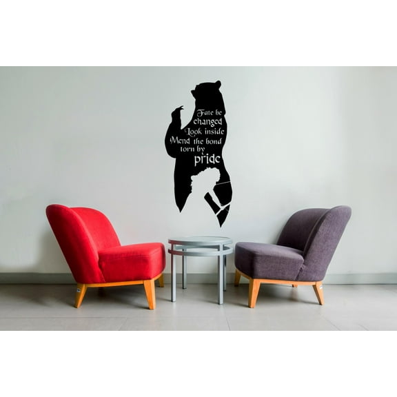 Fate Be Changed Look Inside Mend The Bond Torn By Pride - Brave Movie Quotes Princess Merida Silhouette Vinyl Wall Decal Sticker Art Home Boys Bedroom Living Room Nursery Kinder Décor Size(40x16 inch)