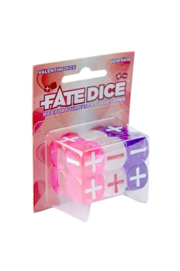 Fate Dice: Valentine Dice Pink and Purple, by Evil Hat Productions