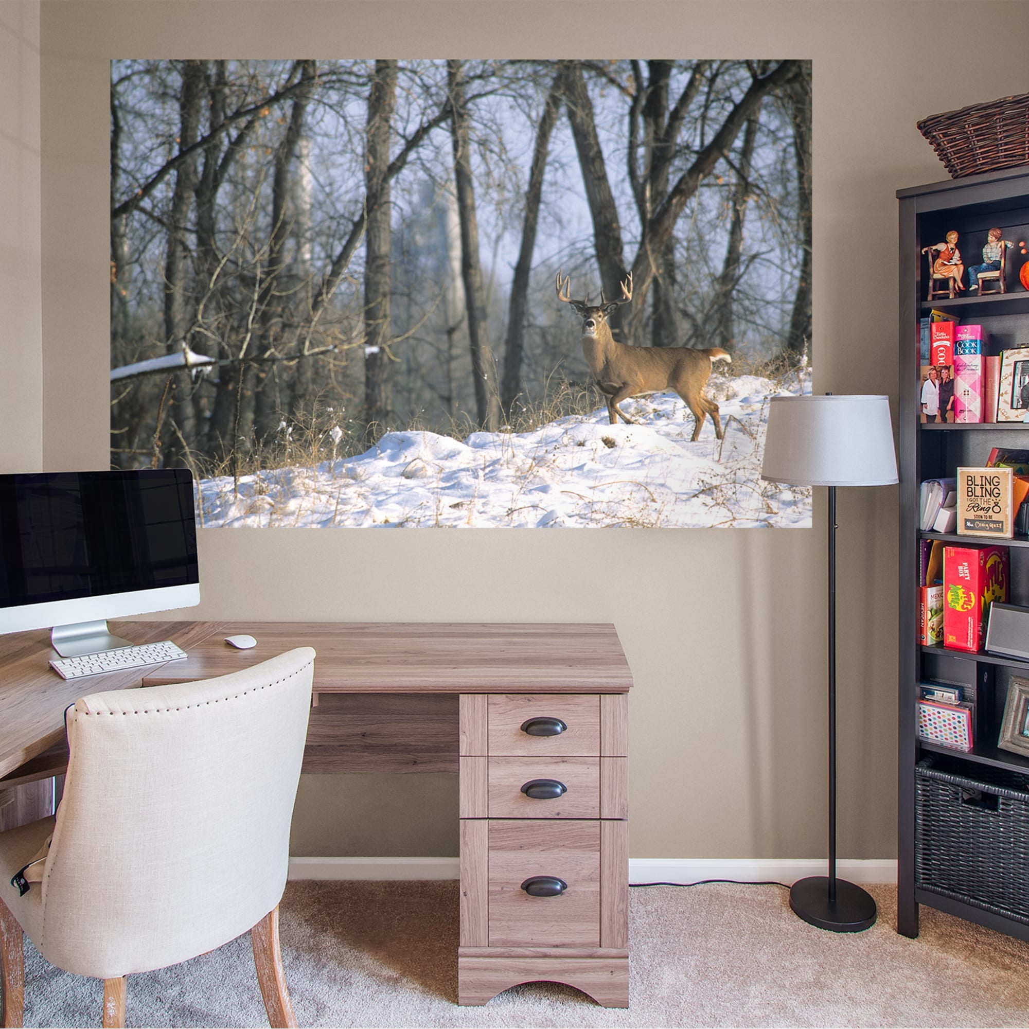 fathead deer in the woods wall mural
