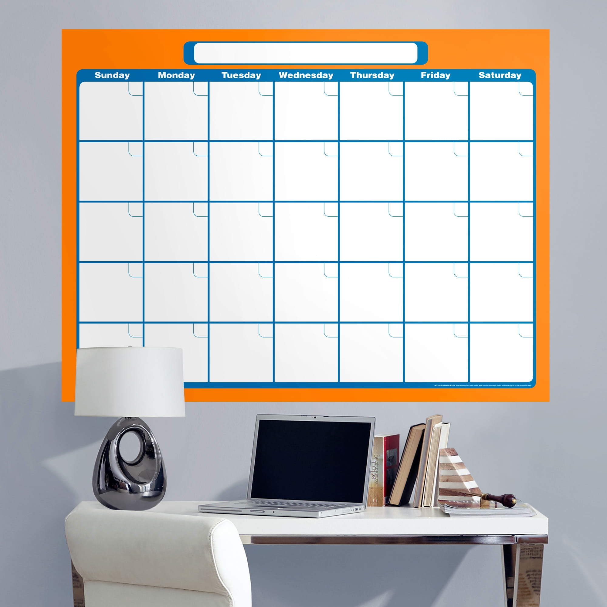 Fathead Dry Erase One Month Calendar (Orange / Royal Blue) Giant