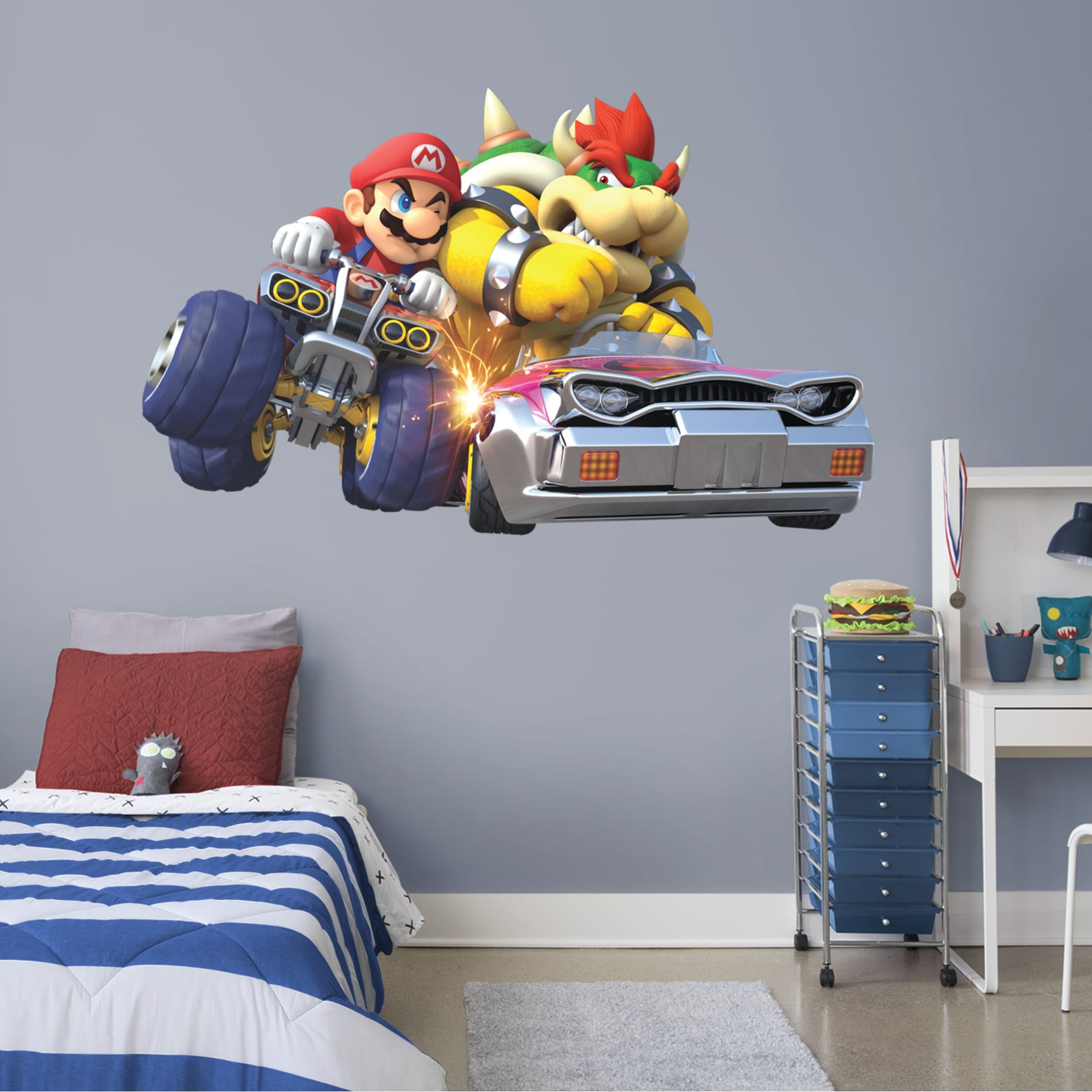 Fathead Mario Kart™ 8 Mario and Bowser Collision Huge Officially