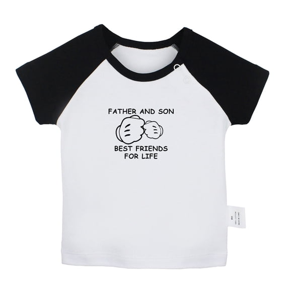 Father And Son Best Friends For Life Funny T shirt For Baby, Newborn Babies T-shirts, Infant Tops, 0-24M Kids Graphic Tees Clothing (Short Black Raglan T-shirt, 18-24 Months)