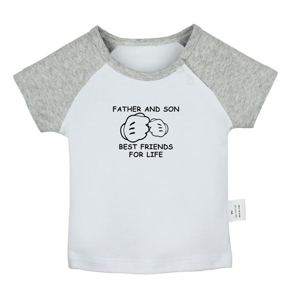 Father And Son Best Friends For Life Funny T shirt For Baby, Newborn Babies T-shirts, Infant Tops, 0-24M Kids Graphic Tees Clothing (Short Gray Raglan T-shirt, 18-24 Months)