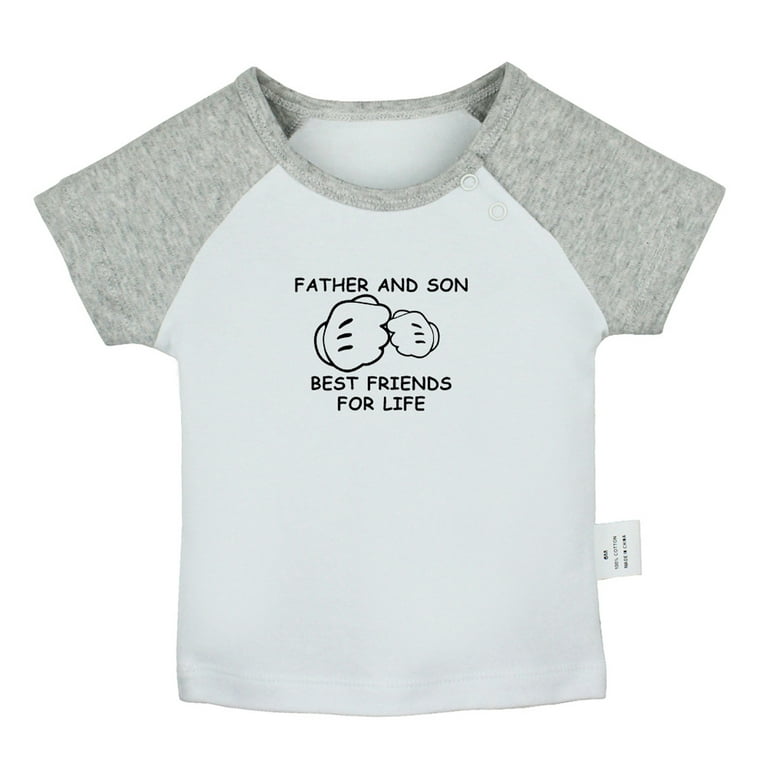Father And Son Best Friends For Life Funny T shirt For Baby, Newborn Babies T-shirts, Infant Tops, 0-24M Kids Graphic Tees Clothing (Short Gray Raglan
