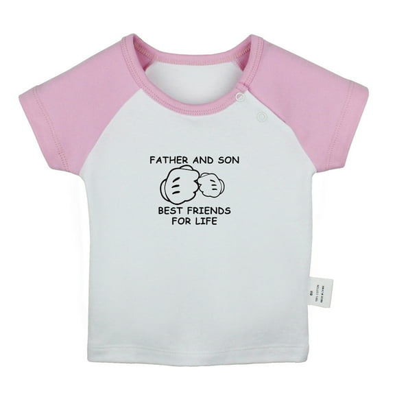Father And Son Best Friends For Life Funny T shirt For Baby, Newborn Babies T-shirts, Infant Tops, 0-24M Kids Graphic Tees Clothing (Short Pink Raglan T-shirt, 12-18 Months)