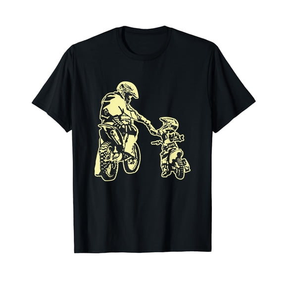 Father And Son Dirt Bike Racer Dirt Road Racing Motorbike T-Shirt Black Tee