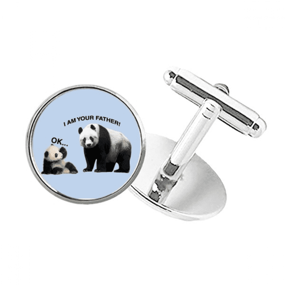 Father Care Panda Child Round Button Cuff Clip Stud Cufflinks