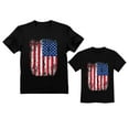 thumbnail image 1 of Father & Child Matching Set - Vintage USA Flag 4th of July Patriotic Shirts - Celebrate Independence Day in Style - Dad Black Small / Toddler Black 5/6, 1 of 9