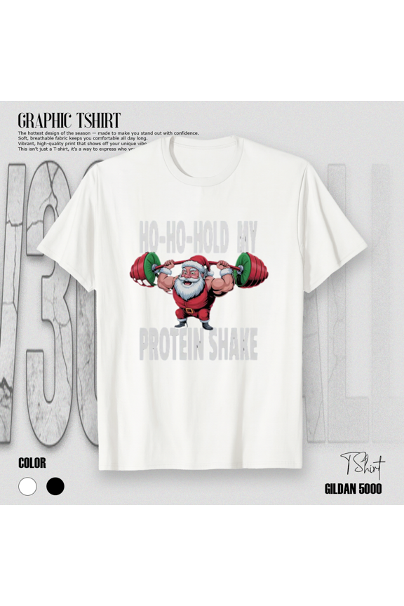 Father Christmas At The Gym Funny Christmas Humor Protein Shake Meme Unisex T-Shirt up to Size 5XL